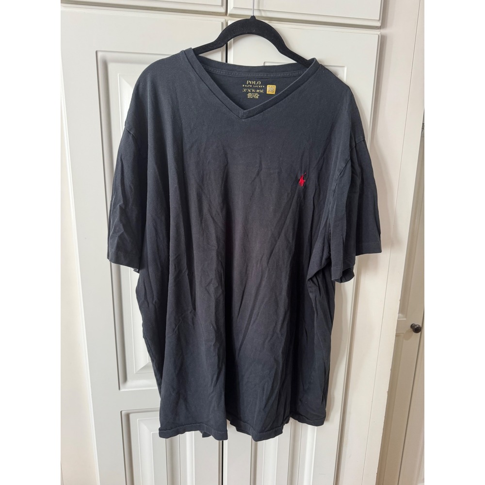 Polo Ralph Lauren Mens V Neck T Shirt Red Pony Logo Black Extra Tall 4XT